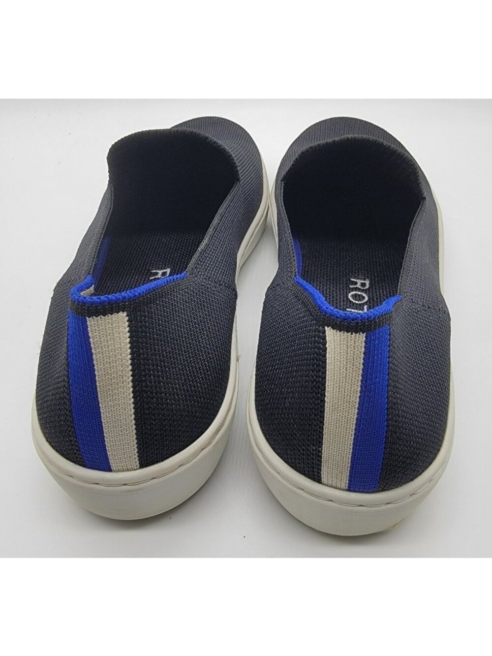 Rothy's The Original Womens Size 8.5 Black Blue Classic Comfort Slip On Shoes - Picture 5 of 8